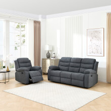 (1+3 seater, Grey) BOSTON 1+3 SEATER MANUAL FABRIC RECLINER SOFA SET