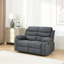 (2 seater, Grey) BOSTON 2 SEATER MANUAL FABRIC RECLINER SOFA
