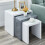 (WHITE+GREY+WHITE) Nested Coffee Table Set of 3, Stackable Side Tables 6