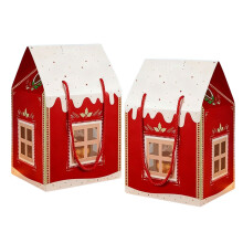Vakantiethema Papieren Cadeau Cottage Handgemaakte-Rood 2 stuks