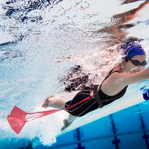 Swimming Parachute  Adjustable Resistance Device for Speed Training, red 1