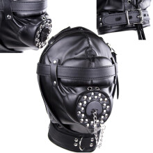 Bondage Leather Hood with Switch SM Adjustable Padded mask Bondage Latex mask, BDSM mask Blindfold Bondage Sex Toy