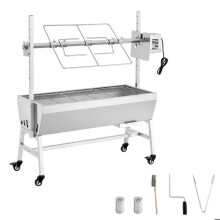 Churrasco a Carvão-Duoku-com Espeto Elétrico 38 W, Churrasqueira a Carvão com Capacidade de 60 kg, 7 Níveis de Ajuste