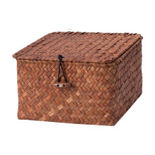 Sustainable Wicker Organizer Basket With Cover For Snacks-M