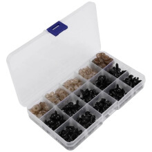 Safety Eyes with Washers, 300Pcs Small Doll Eyes Craft Toy Eyes Teddy Bear Eyes 6mm/8mm/9mm/10mm/12mm, Black Plastic Eye
