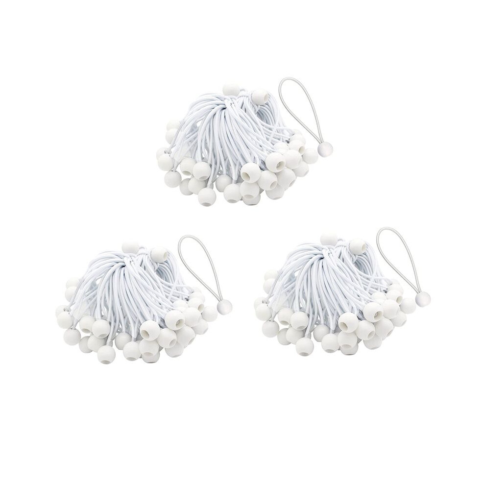 150 Pcs Bungee Cord With Balls Elastic Ties Bungee Toggles Ties For Marquees,Tents Banners,Flag Poles,Tarp (White) 6131667568085