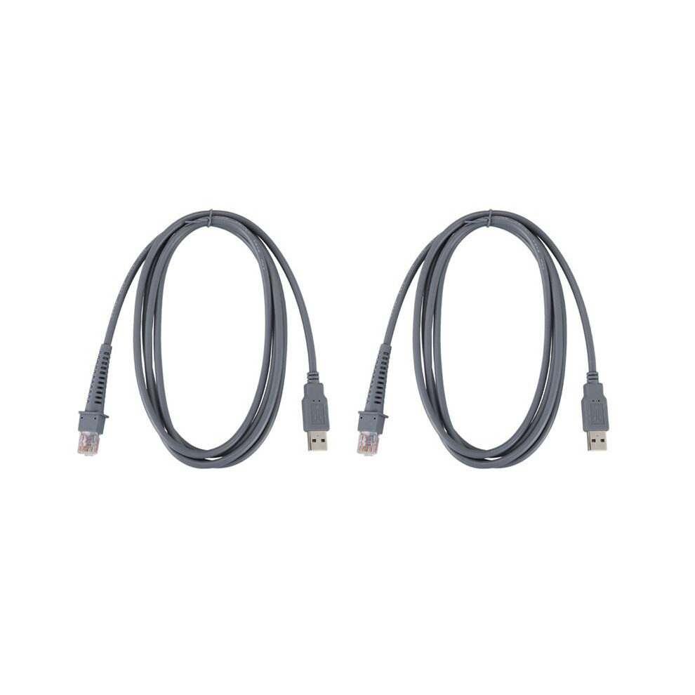 2 X Usb A Male To Rj45 Cable 7Ft 2M For Symbol Barcode Scanner Ls4278 Ls2208 2208Ap Gray 6034171951520