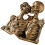 Halloween Skull Statue Handcrafted Design-Gold Hold hands 1