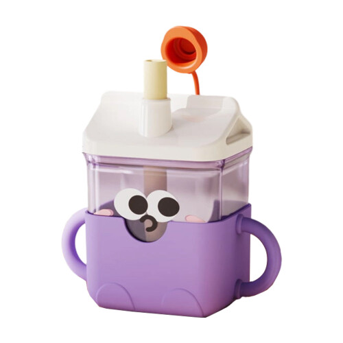 Learning drink cup, baby specific straw cup with handle,-Purple
