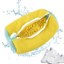 Shoes Wash Bag with Brushes  360 Cleaning AntiWrap for Washing Machine (Yellow)