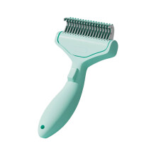 Pet Hair Removal Comb With Stainless Steel Detangler-Green