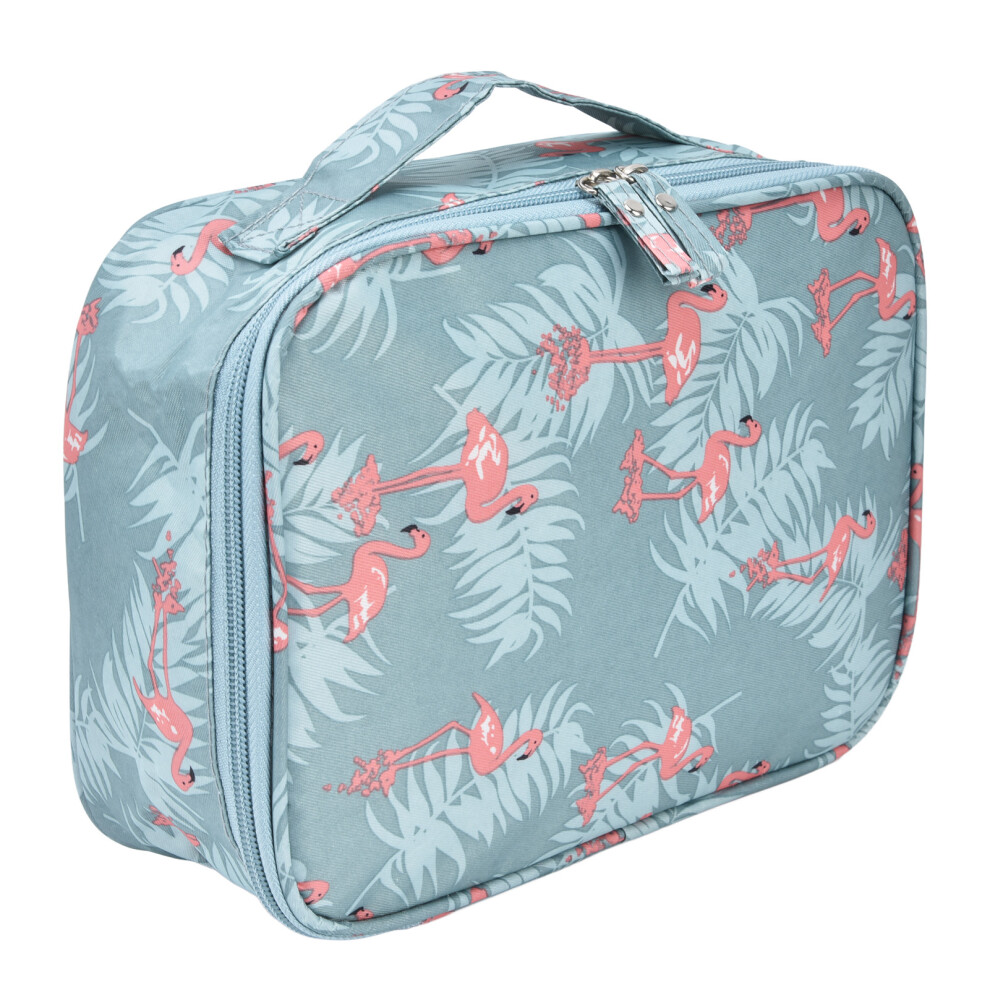 Sturdy Handle Travel Makeup Bag Organizer, Multiple Compartments Waterproof Cosmetic Bag for Toiletries, Portable Hanging Toiletry Bag with Double Zip