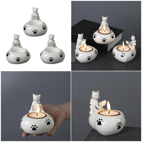 Earthenware Puss Encouraged Decorative Candle With Slow-White 1