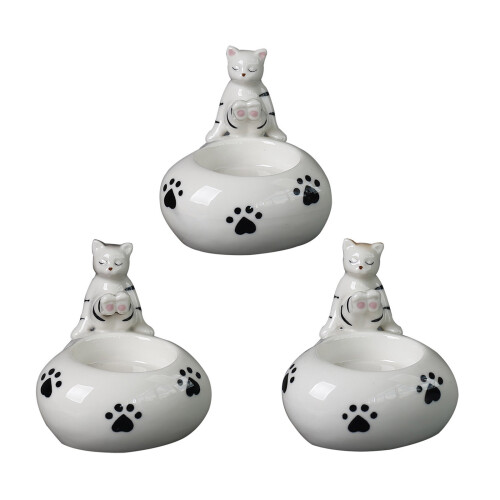 Earthenware Puss Encouraged Decorative Candle With Slow-White 2