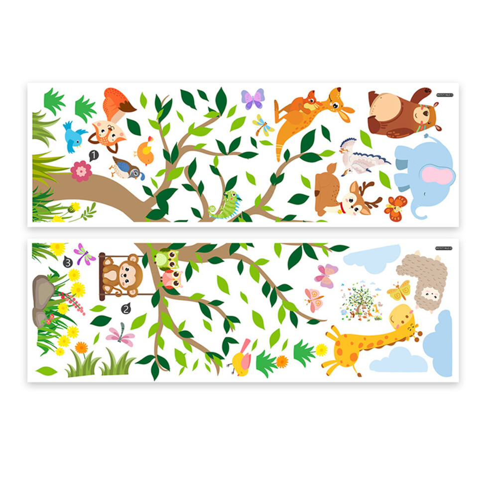 Wandtattoo Dschungel Waldtiere Baum Wandaufkleber, Fuchs REH Eule Giraffe Wandaufkleber, Wandsticker für Babyzimmer Kinderzimmer Schlafzimmer