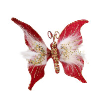 Artisanal Fabric Butterfly Ornamentation Easy Suspend-Wine red