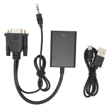 Vga To HdmI Adapter, Audio Video Cable Converter Ensuring Lossless Transmission, External Power Supply For Enhanced Signal Integrity