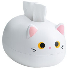 Tissuehouder in de vorm van een kat, met een cartoonkatontwerp en tandenstokerhouders voor de woonkamer en slaapkamer, plastic tissuehouder,