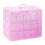 Stackable Storage Containers, Adjustable Compartments Customizable For Your Needs, Snap-Lock Trays For Safe Storage, Pink Transparent 3-Tier 1