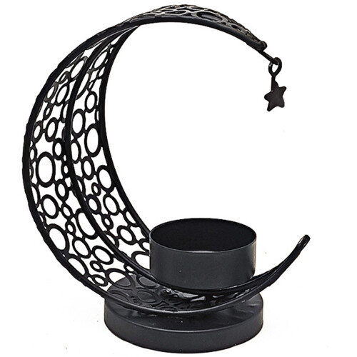 Moon Shape Candle Holders,Eid Ramadans Decorations-Black