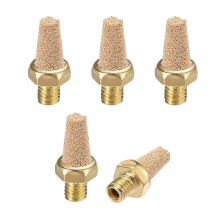 XYWHPGV Brass Exhaust Muffler, M5 Male Thread 5/16 inches Hex Sintered Air Pneumatic Bronze Muffler 5pcs