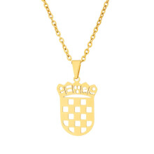 Croatia Crest Map Country Necklace Hollow Outline Charm Pendant