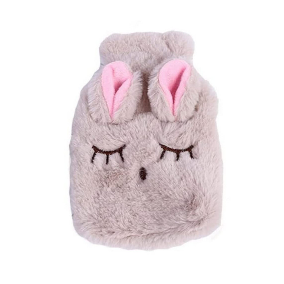 Beige Hot Water Bottle Cartoon Rubber Feet Warmer Water Heating Pad With Plush Cover Warm Water Bag