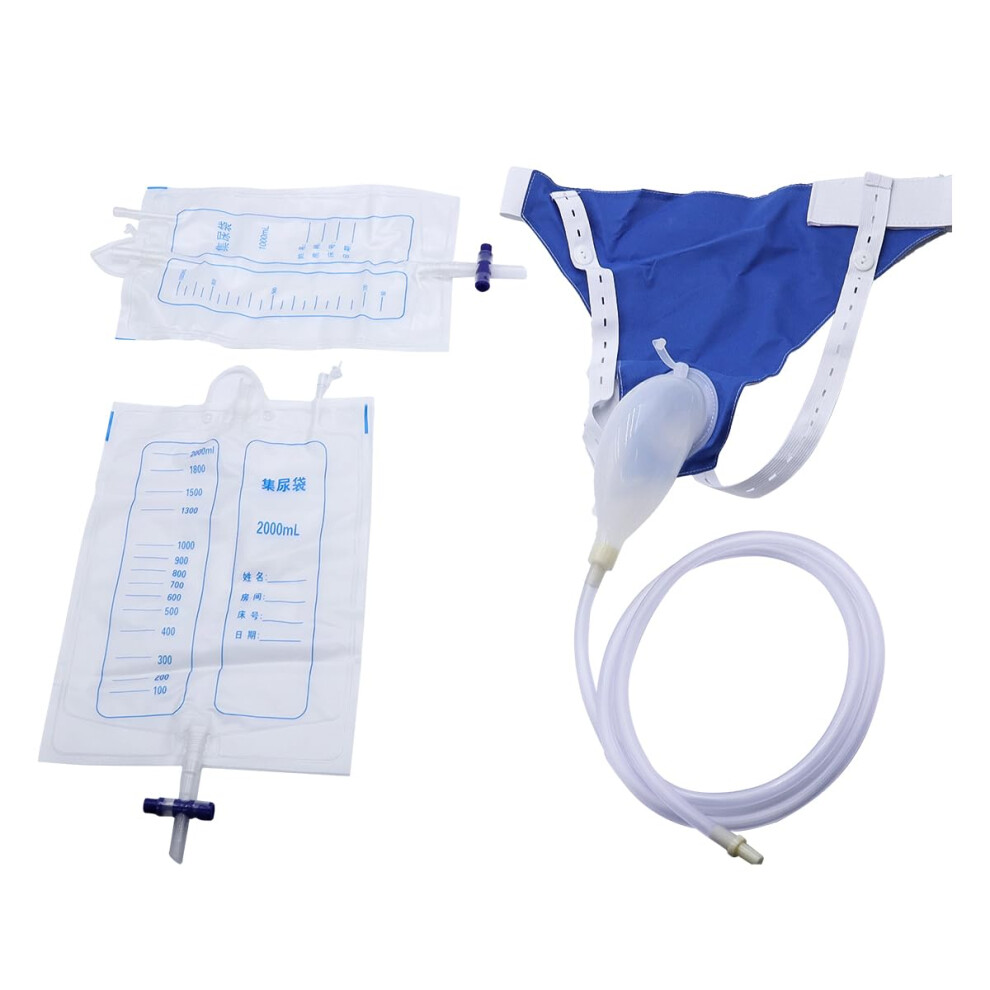 Urine Bag for Men, Urinal for Men, Urine Collector Silicone Adult Men Elderly Pee Bag Urinal with 2 Urine Catheter Bags.
