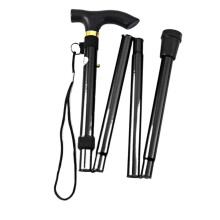 Trekking Pole Telescopic Walking Stick Outdoor Hiking Trekking Poles Aluminum Alloy Metal Folding Cane Crutches Pole Black
