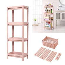 4-Tier Freestanding Bathroom Floor Storage Rack, Pink