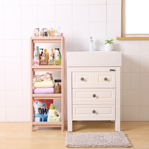 Living And Home 4-Tier Freestanding Bathroom Floor Storage Rack, Pink 2