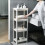 Living And Home 4-Tier Multifunction Plastic Storage Rack for Kitchen or Bathroom, White 1