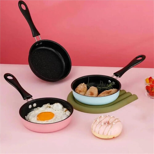 Omelette Pan Long Handle Mini NonStick 12cm with AntiStick Coating (Pink) 1