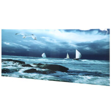 Aquarium Poster PVC Adhesive Sea Boat Sail Pattern Fish Tank Background Poster, 122 x 50 cm, Aquarium Decoration Sticker for Fish Tank
