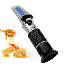 3in1 Handheld Refractometer for Honey, MoistureBaumeBrix Scale, Range 5890% Sugar Content Tester, with ATC