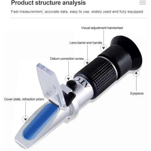 3in1 Handheld Refractometer for Honey, MoistureBaumeBrix Scale, Range 5890% Sugar Content Tester, with ATC 1