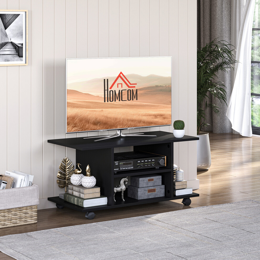 HOMCOM Modern TV Cabinet Stand Storage Shelves Table Mobile Bedroom