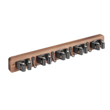 Wall Mounted Wood Broom Holder Organizers For-Five clips