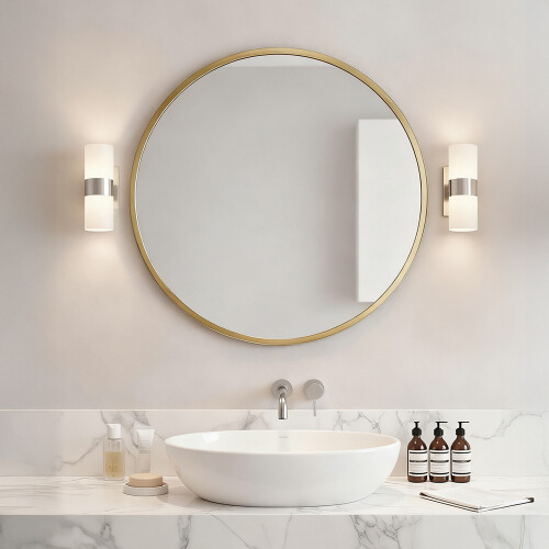 Living And Home Round Wall Mirror, Gold 1