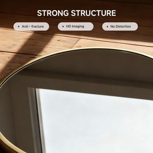 Living And Home Round Wall Mirror, Gold 2