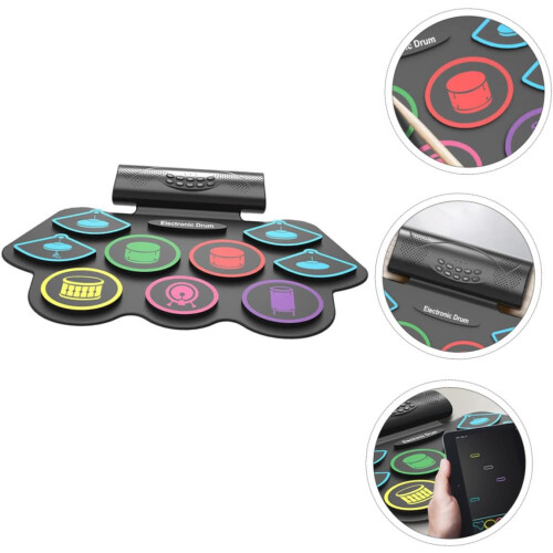 Portable MIDI Drum Pad Set with Builtin Speakers, USB Charging, Recording Function, and Compatibility with Music Software 1