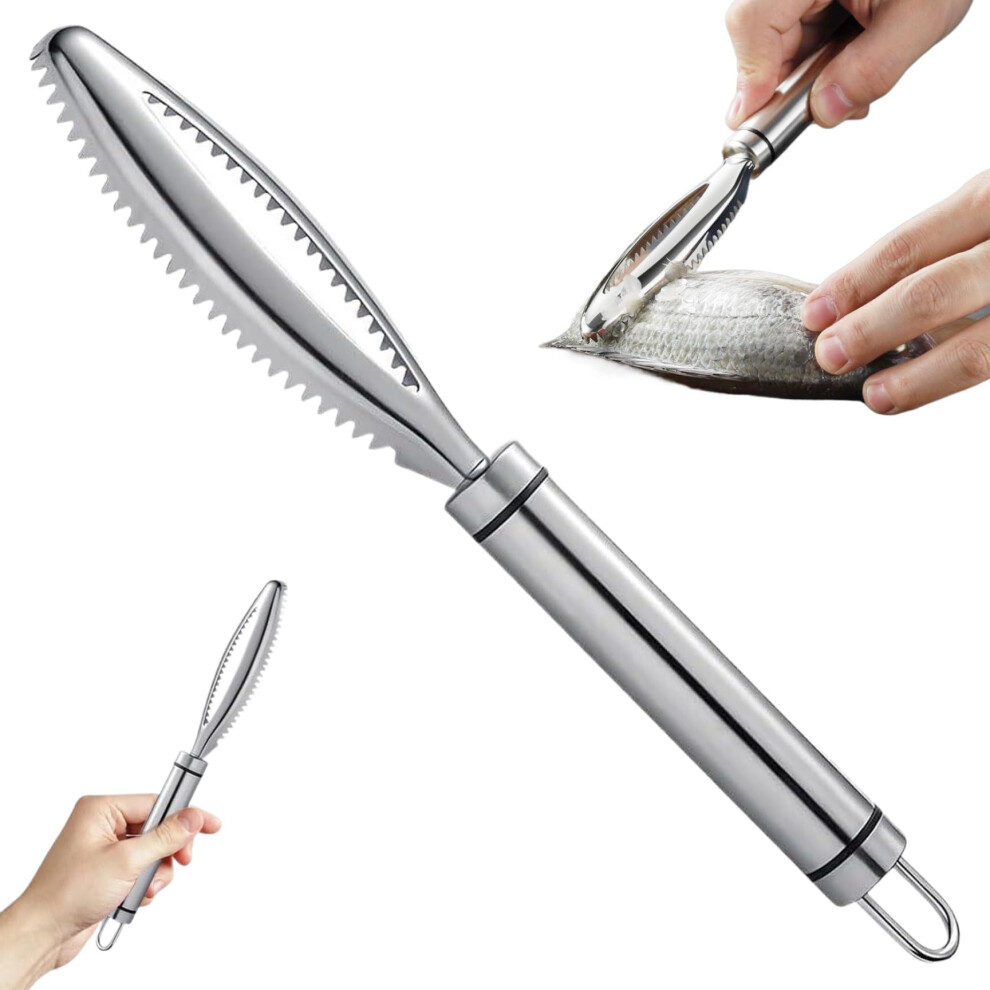 Fish Scaler 8.5 Food Grade 304 Stainless Steel Fish Scale Remover With Hanging Hole And 24 Serrated Nails Descaler Tool Quick And Easy Scale Scraper 9365049655965