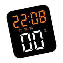 Quiet ABS Plastic LED Desk Clock With-Black shell orange l