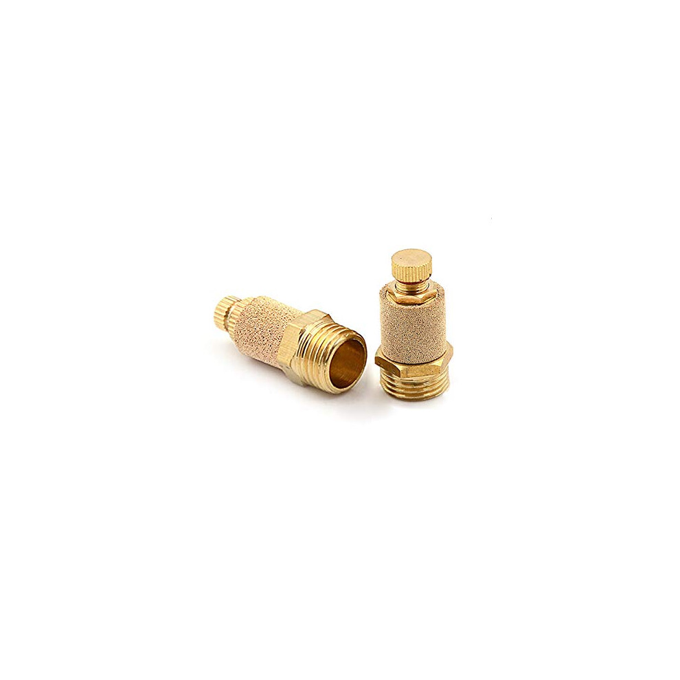 Pneumatic Muffler 2Pcs Brass Exhaust Muffler Male Thread Adjustable Sintered Bronze Silencer Air Flow Speed Controller (1') 9365049655699