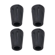 Set of 4 Rubber Tip Covers for Walking Protects Pole End and Improves Traction on the Ground
