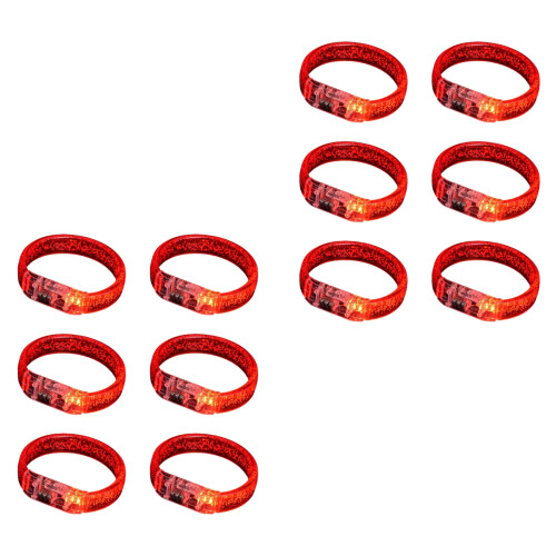 12pcs Multicolored LED Bracelets Glowing Party Accessories-Red