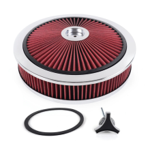 Universal Car Air Filter, 14x3, High Flow, Washable, Red