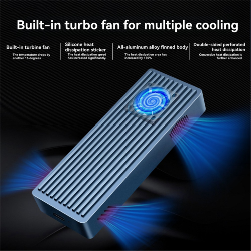 40Gbps USB4 M.2 NVME SSD Enclosure with Cooling Fan 2