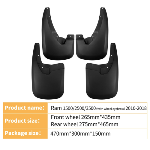 4PCS Car Mud Flaps for Ram 1500/2500/3500 2010-2018 2