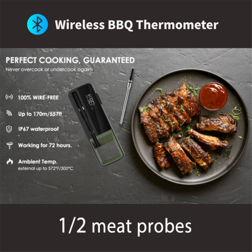 Trådlös matkötttermometer Smart digital Bluetooth med 2 sonder 1